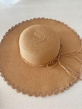 BCBGeneration Lace Edge Straw Floppy Hat